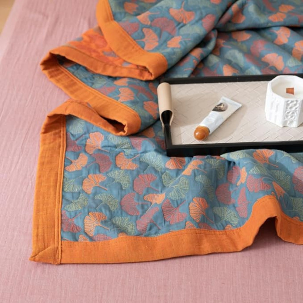 Lisslune | Ginkgo Leaf Print Reversible Blanket