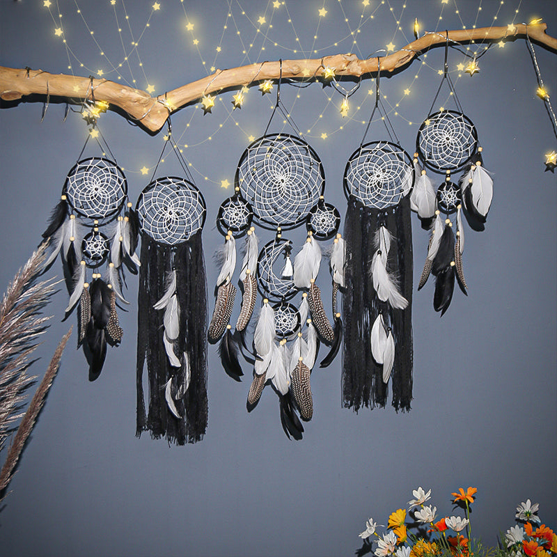 Lisslune | Dream catcher moon and stars hang over the bed (5 pieces)