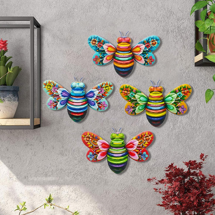 Lisslune | Iron Bee Art Sculpture Hanging Wall Decorations for Garden