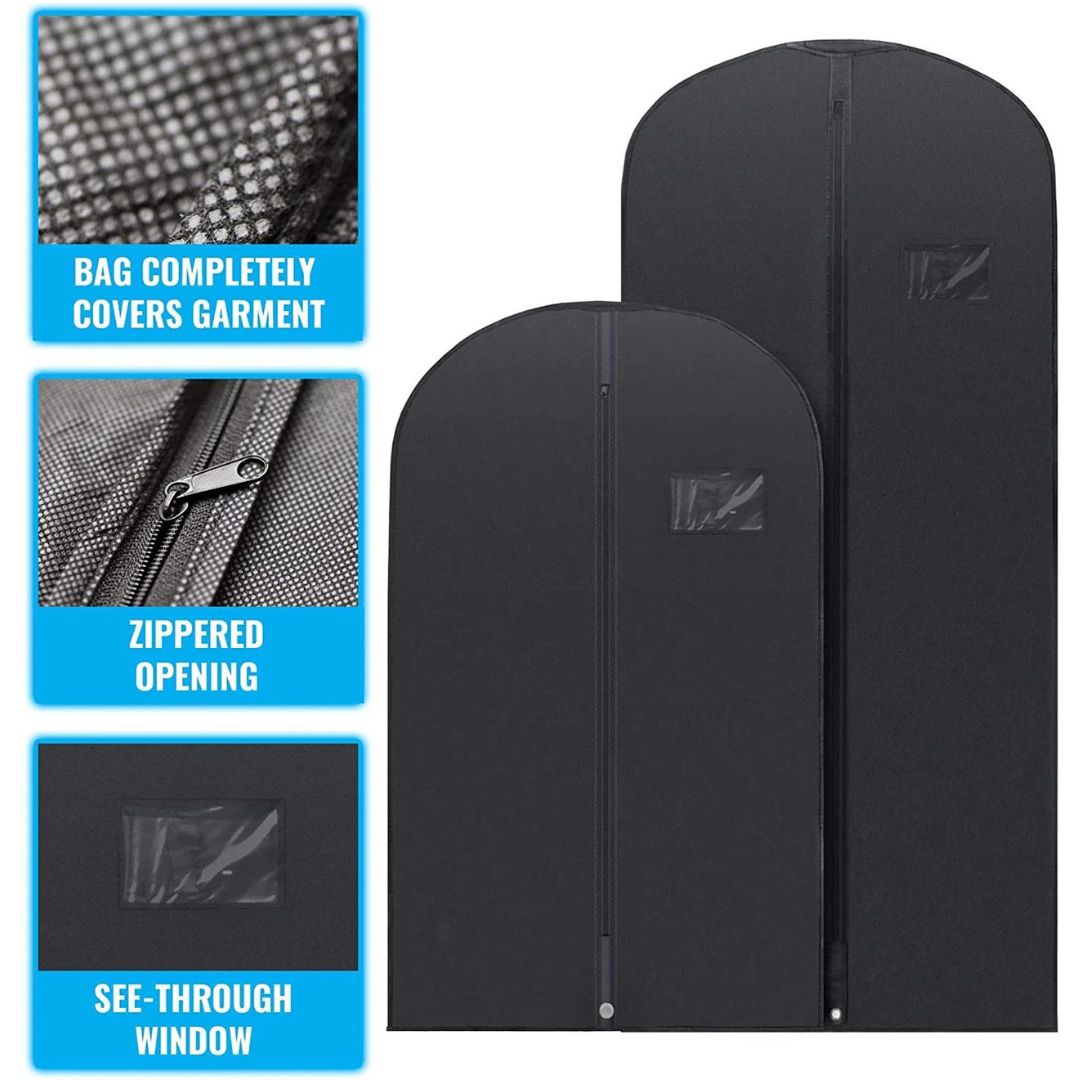 Lisslune | 5 Premium Garment Bags - With Clear Window, Water-Resistant - 40"/54" inches