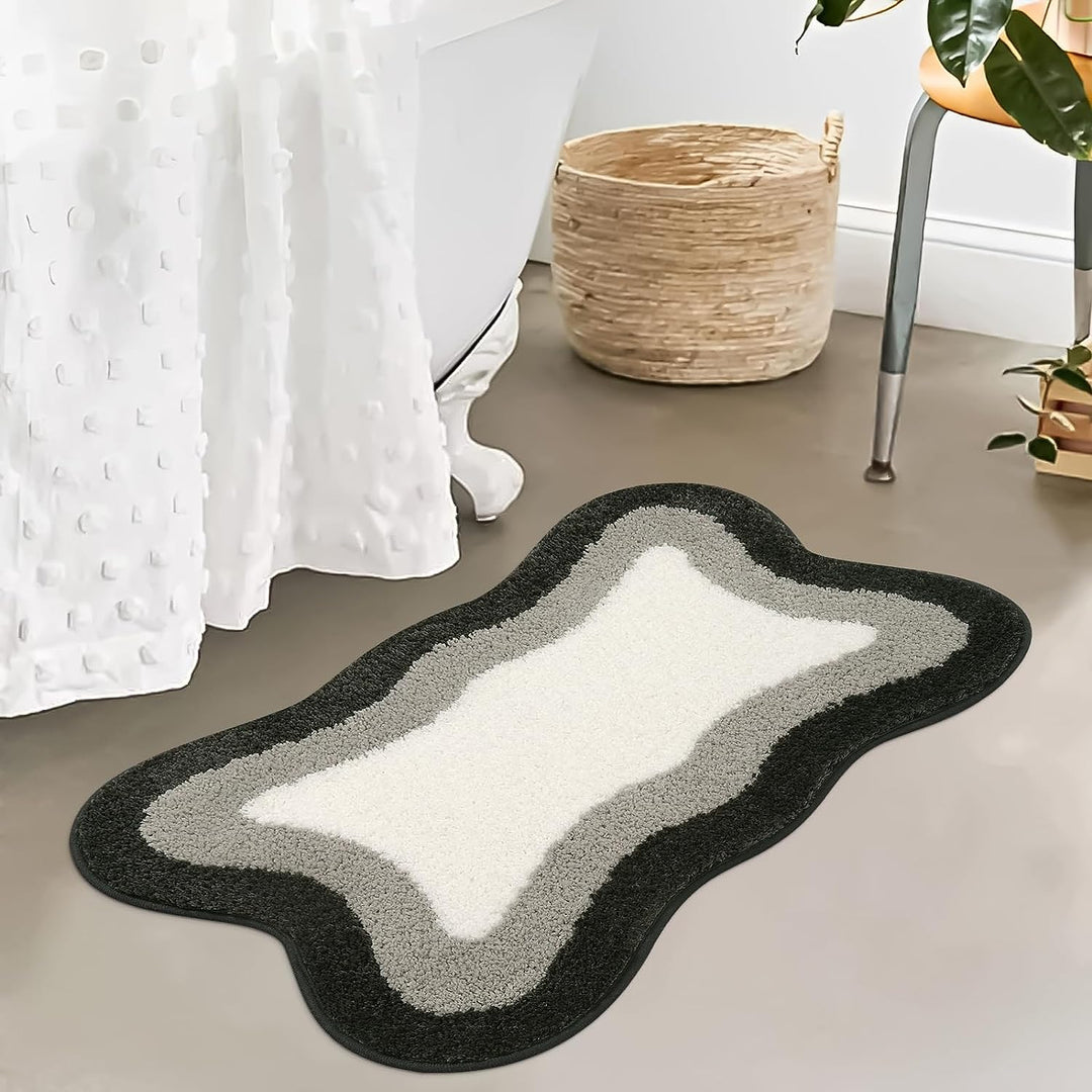 Lisslune | Black Gradient Bath Mats, Carpet for Bathrooms, Cute Non-Slip Irregular Carpet for Shower Room