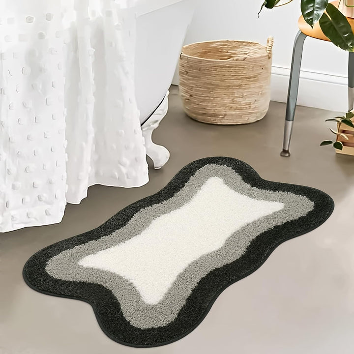 Lisslune | Black Gradient Bath Mats, Carpet for Bathrooms, Cute Non-Slip Irregular Carpet for Shower Room