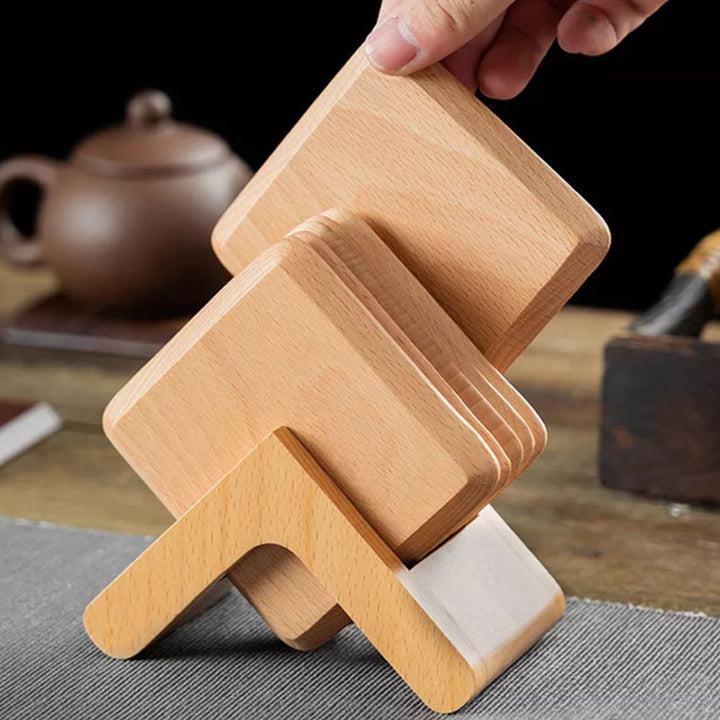 Lisslune | Sleek Stack Wooden Coaster Set | 6pcs