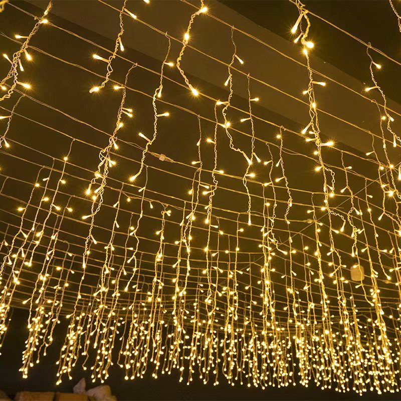 Lisslune | Quntis 50m (164FT) Outdoor Waterproof LED Christmas Curtain Lights – 36V Low Voltage Festival Icicle Lights for Event and Holiday Decoration