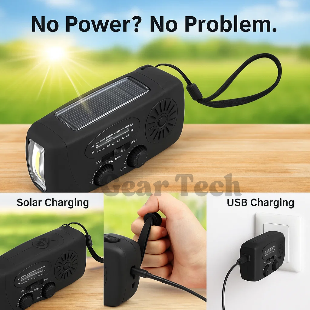 Lisslune | Portable Wind-Up Radio | AM/FM, Weather Broadcasts & Built-In Power Bank for Emergency Preparedness