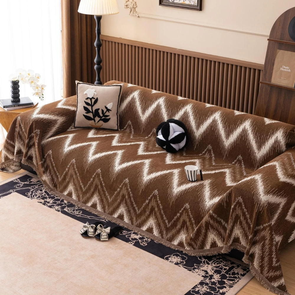 Lisslune | Ochre Streak Textured Sofa Cover