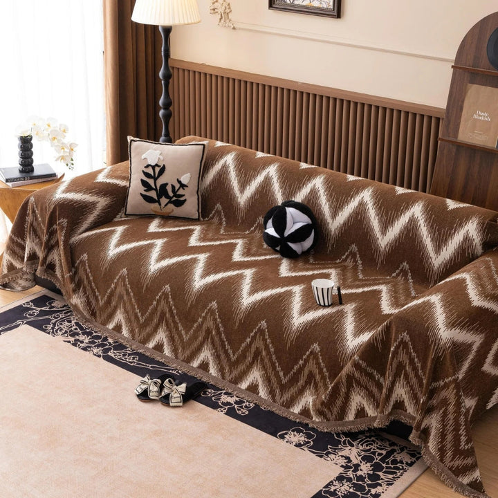 Lisslune | Ochre Streak Textured Sofa Cover