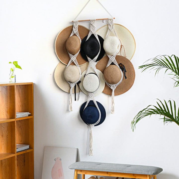 Lisslune | Handmade Linen Decorative Boho Hat Rack For Wall Hanging