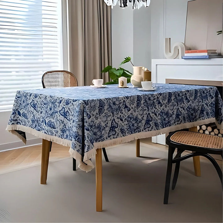 Lisslune | Blue Butterfly Garden Tablecloth