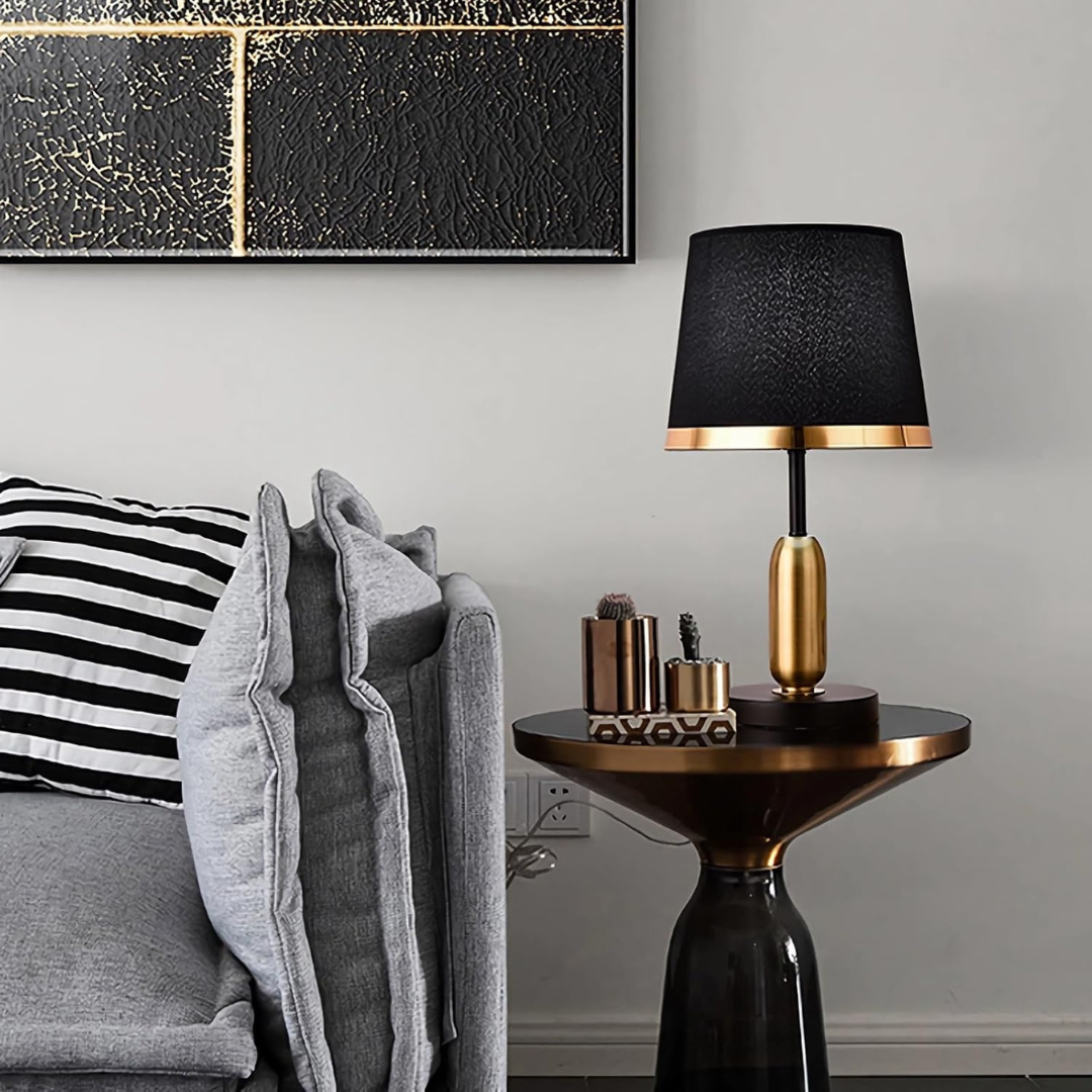 Lisslune | Lumivara Modern Black Fabric Table Lamp – Elegant Home Lighting
