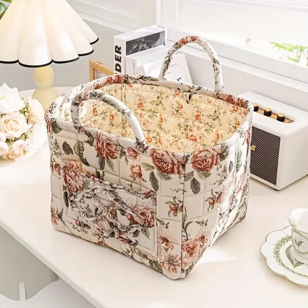 Lisslune | Delicate Floral Canvas Storage Basket