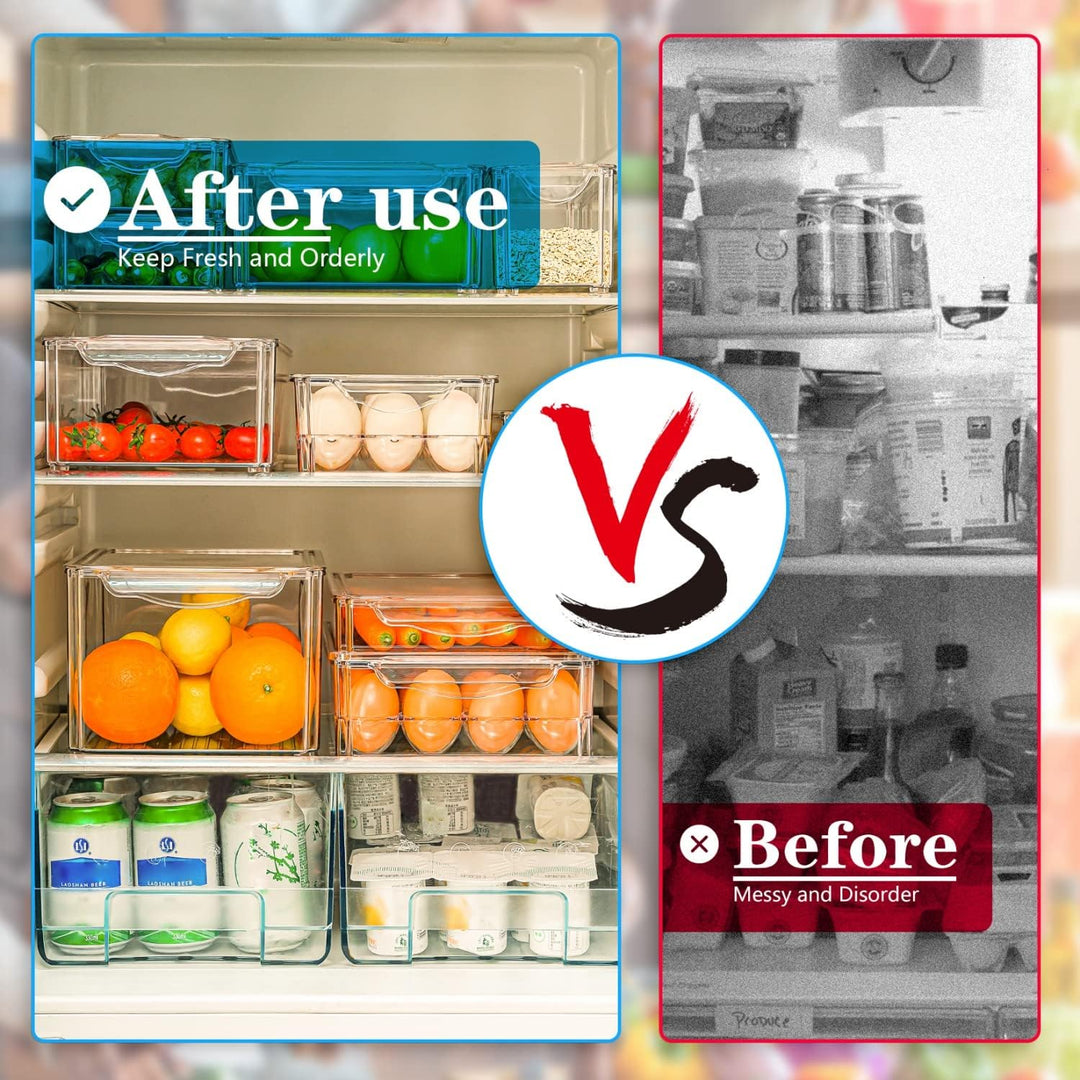 Lisslune | Stackable Fridge Organiser Set – 10 Clear Storage Boxes for Freshness & Kitchen Order