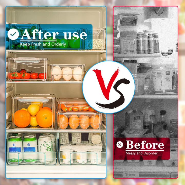 Lisslune | Stackable Fridge Organiser Set – 10 Clear Storage Boxes for Freshness & Kitchen Order