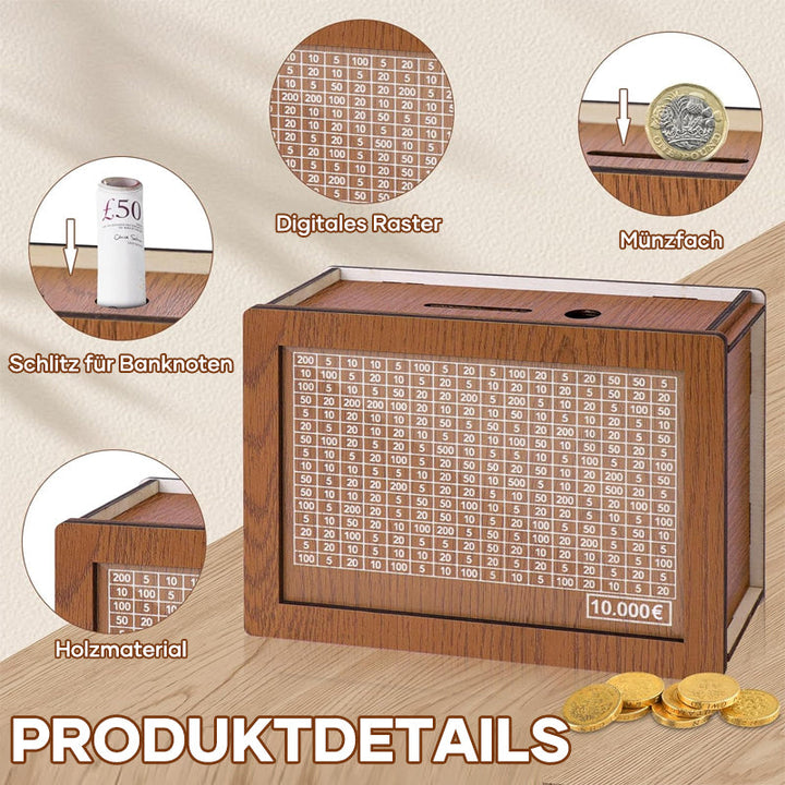 Lisslune | Wooden piggy bank with counter