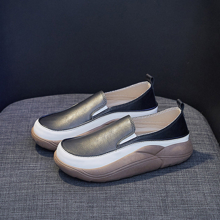 Lisslune | Thick Sole Low Cut Leather Shoes