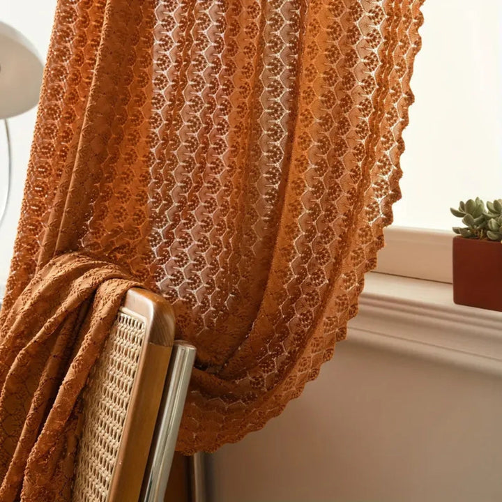 Lisslune | Amber Glow Boho Crochet Window Curtain Panel