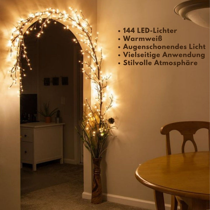 Lisslune | LED Grapevine Fairy Lights - 100 LED String Lights with Green Wire for Indoor & Outdoor Decoration, Parties, and Garden Use