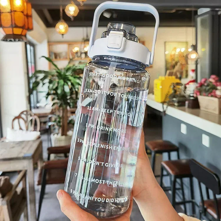 Lisslune | 2L Portable Sports Water Bottle with Straw and Time Markings