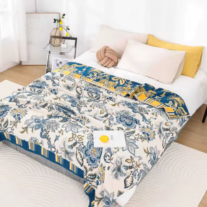 Lisslune | Retro Botanica Bliss Cotton Blanket