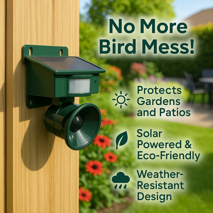 Lisslune | Motion Sensor Bird Deterrent for Crows: Ideal Pigeon Repeller with Sound Scarer