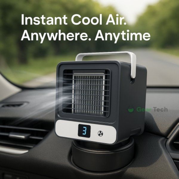 Lisslune | Portable Mini Air Conditioner | Ultra-Portable Car AC System, Quiet 4-Blade Design & Ideal for Home, Office, and Travel Use
