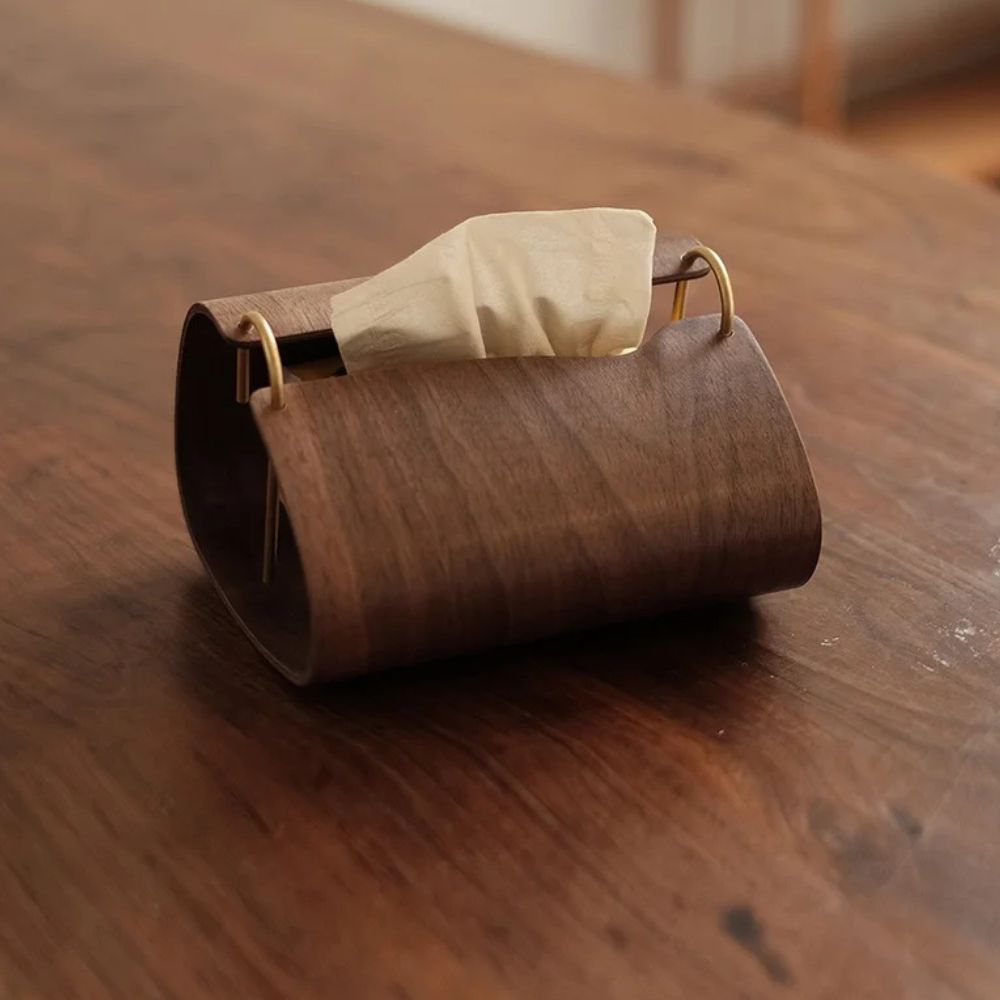 Lisslune | Wooden Brass Tissue Holder