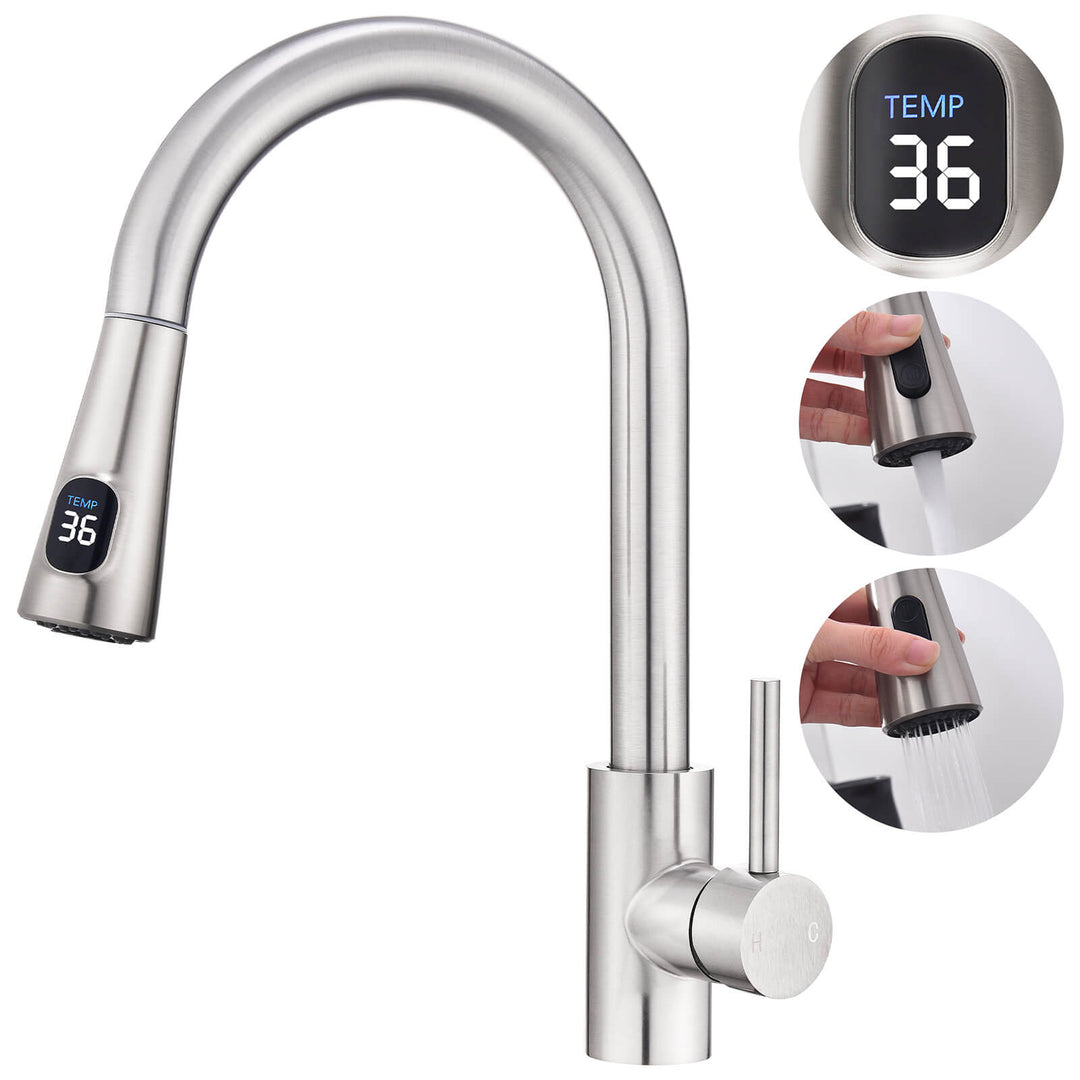 Lisslune | Kitchen faucet with 2 spray types, 360° swivel kitchen tap