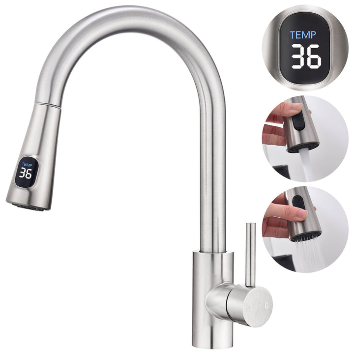 Lisslune | Kitchen faucet with 2 spray types, 360° swivel kitchen tap