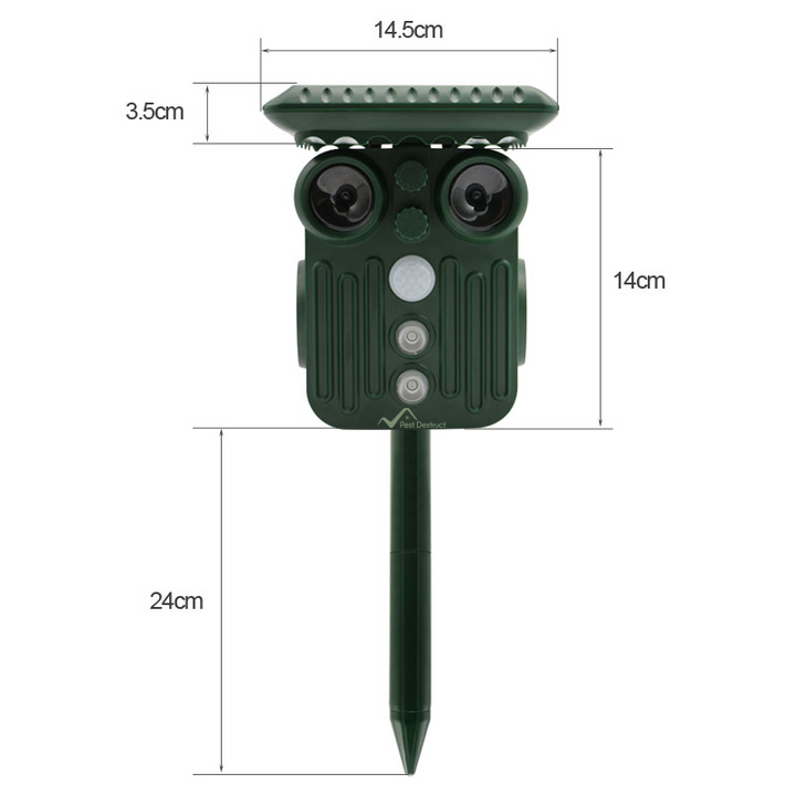 Lisslune | Ultrasonic Solar Deer Repeller | 5 Adjustable Modes. Waterproof & Eco-Friendly for Home Gardens and Yards