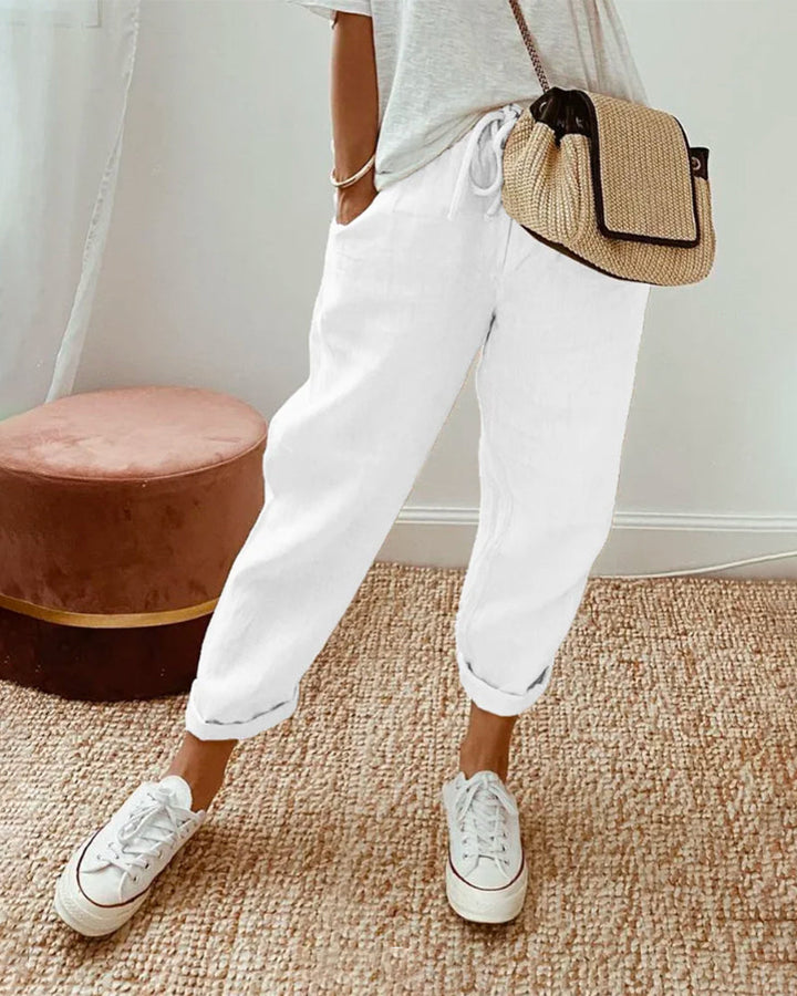 Lisslune | Cotton-Linen solid color pants