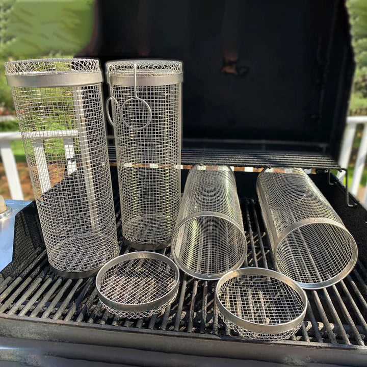 Lisslune | Rolling Stainless Steel Grill Basket BBQ