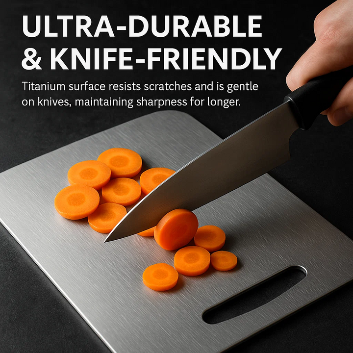 Lisslune | Medical Grade Titanium Cutting Board | Durable, Non-porous Surface for Safe Food Preparation & Kitchen Use