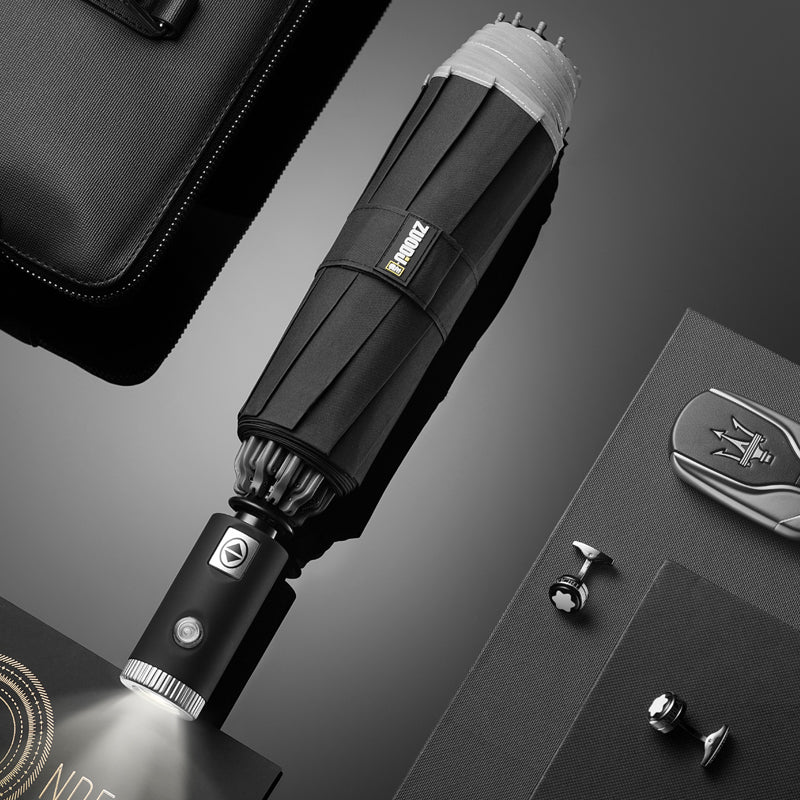 Lisslune | Windproof Reverse Folding Umbrella with LED, Auto Open/Close Design, Safe Reflective Tape & Sturdy 10 Ribs