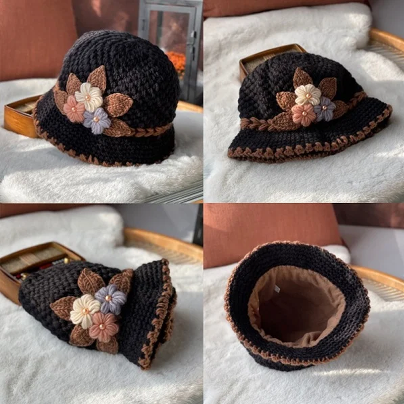 Lisslune | French Thick Women's Flower Knit Wool Hat