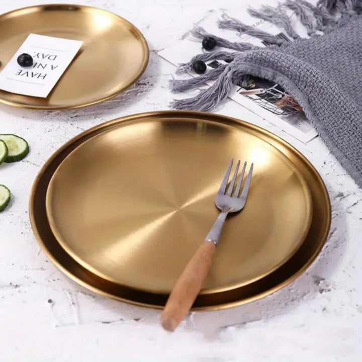 Lisslune | Lustrous Golden Stainless Steel Serving Plates
