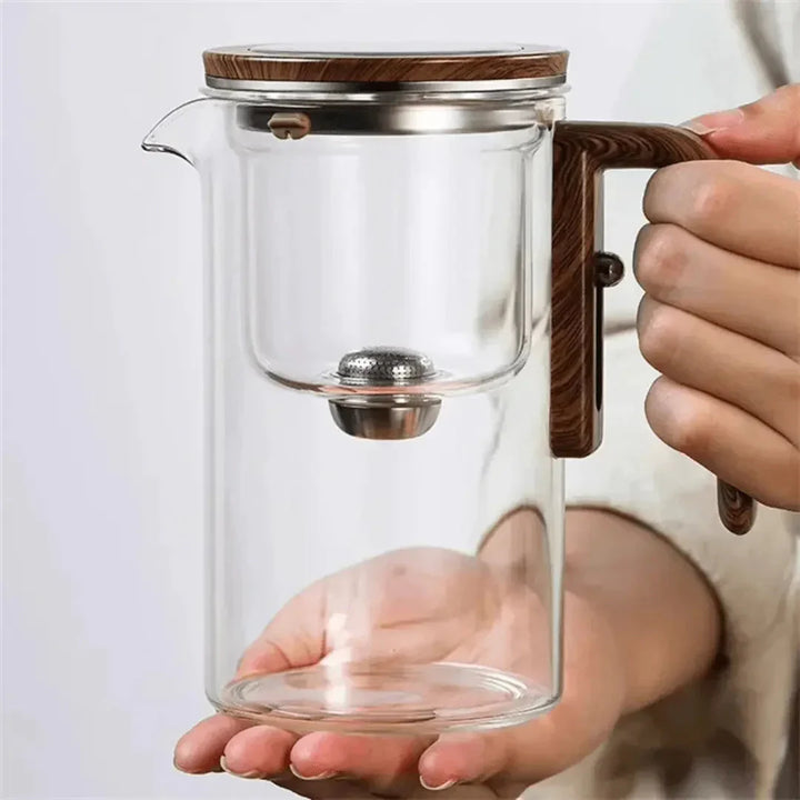 Lisslune | Elegant Teapot Made of Glass with Wooden Handle – Transparent Teapot for Tea Enjoyment