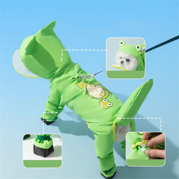 Lisslune | Dog Animal Shaped Overall Raincoat Waterproof Cover Including Tail