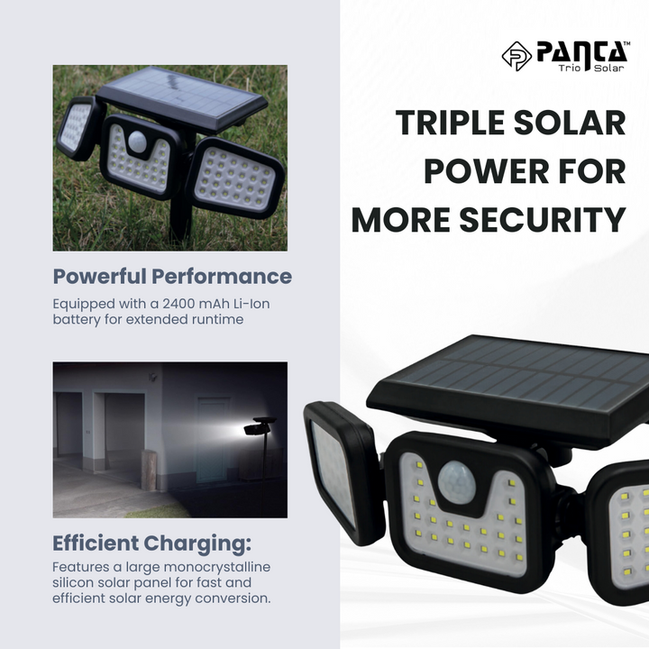 Lisslune | Solar-Powered Outdoor Lights – Panta Trio with Motion Sensor for Garden & Security Lighting