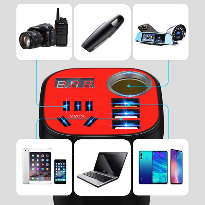Lisslune | Auto-mounted Cup-type Inverter Converter QC Charger