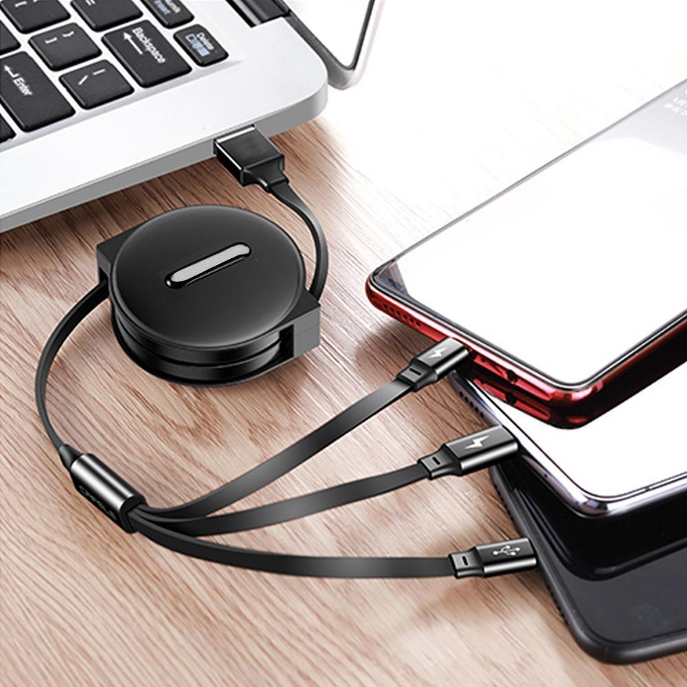 Lisslune | Bequee 3-1 Retractable Charging Cable for IOS, Micro and Type-c