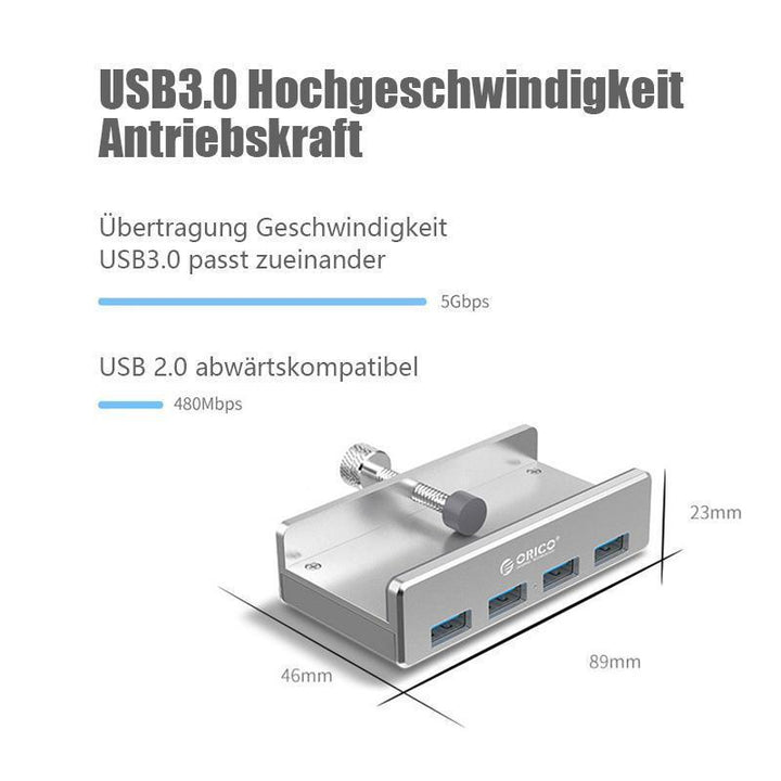 Lisslune | Mountable USB 3.0 adapter hub on the desk side