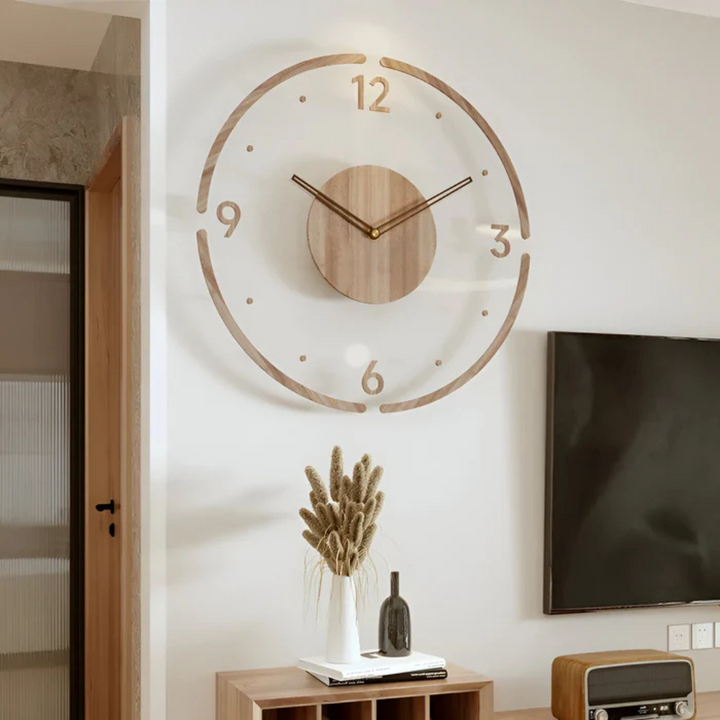 Lisslune | Silent Wall Clock Wood Light – Modern Clock with Acrylic Design for Living Room