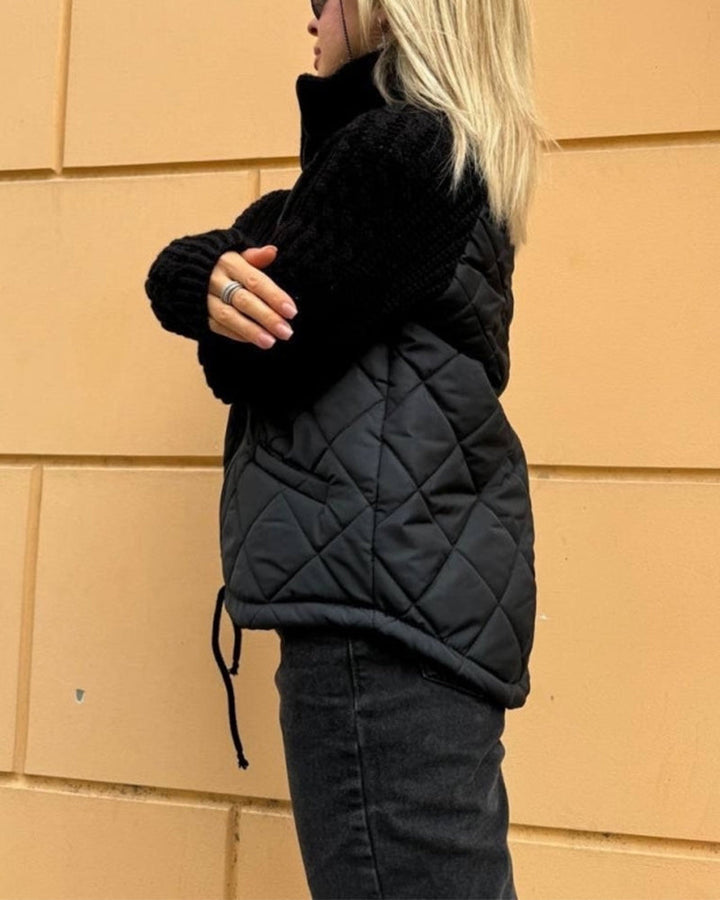 Lisslune | Solid Color High Collar Zipper Coat
