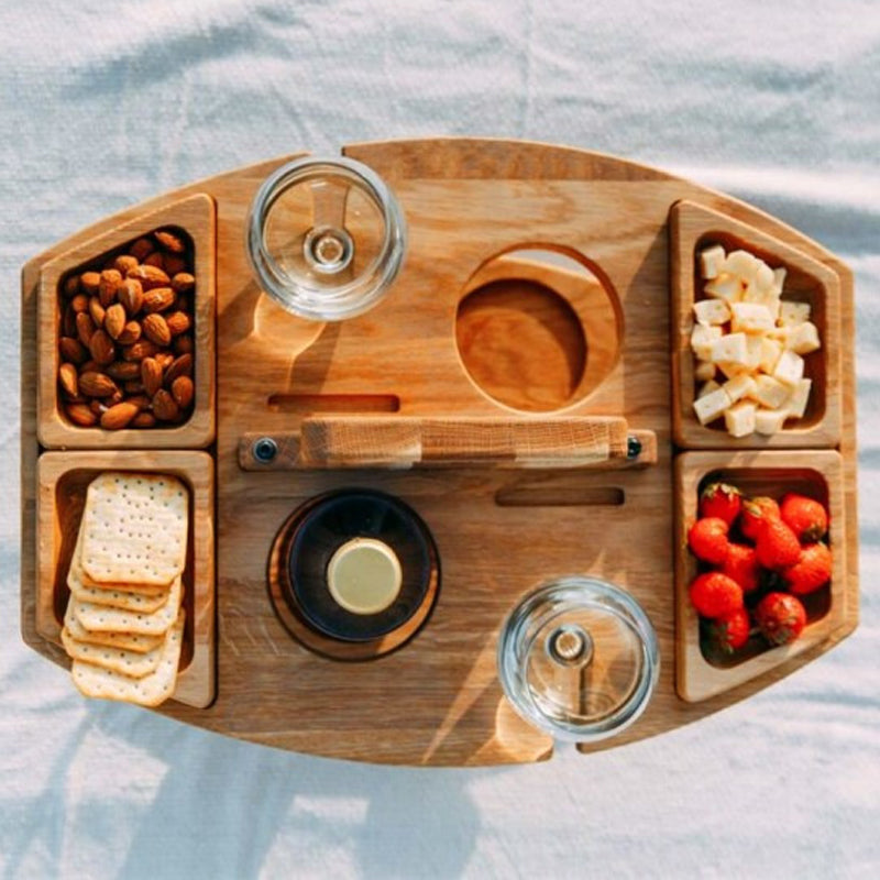 Lisslune | Portable Wooden Picnic Wine Table