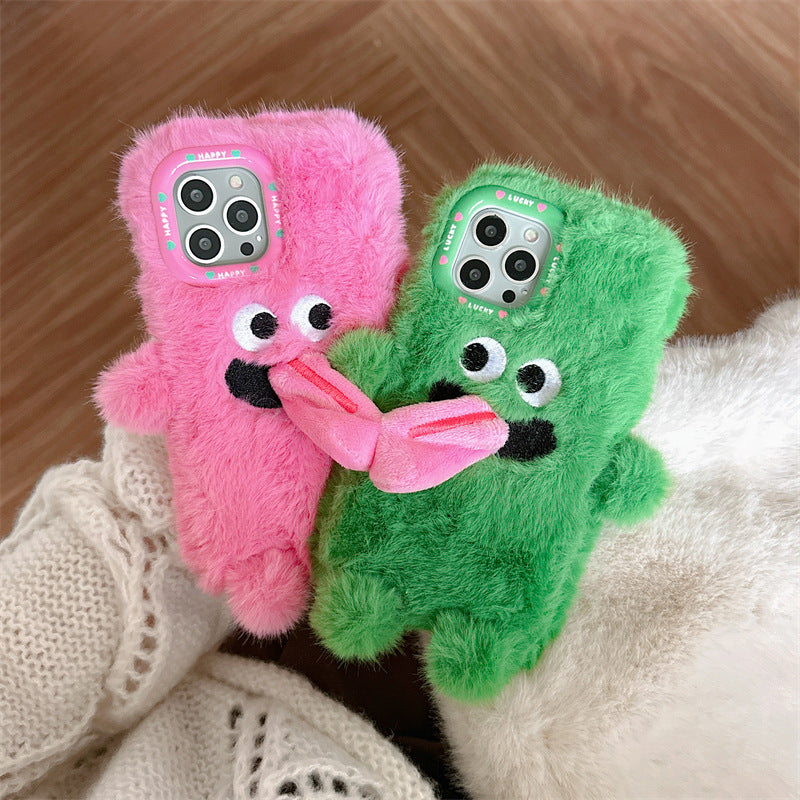Lisslune | Funny Tongue Sticking Out Plush Phone Case For iPhone