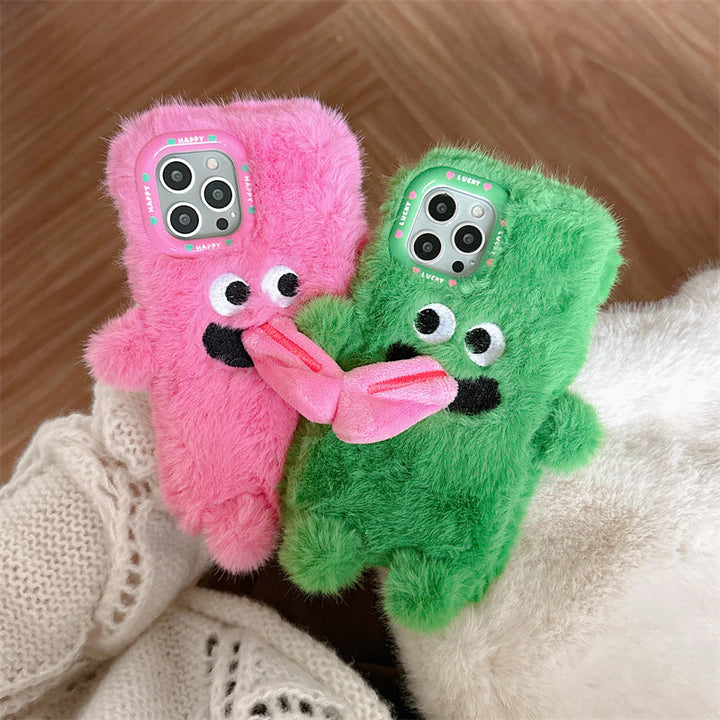 Lisslune | Funny Tongue Sticking Out Plush Phone Case For iPhone