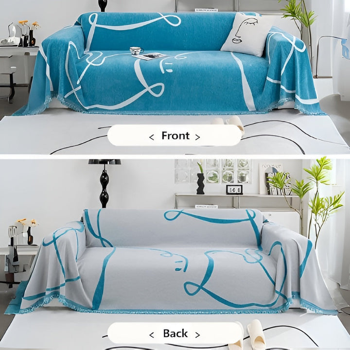 Lisslune | Abstract Line Reversible Chenille Sofa Cover