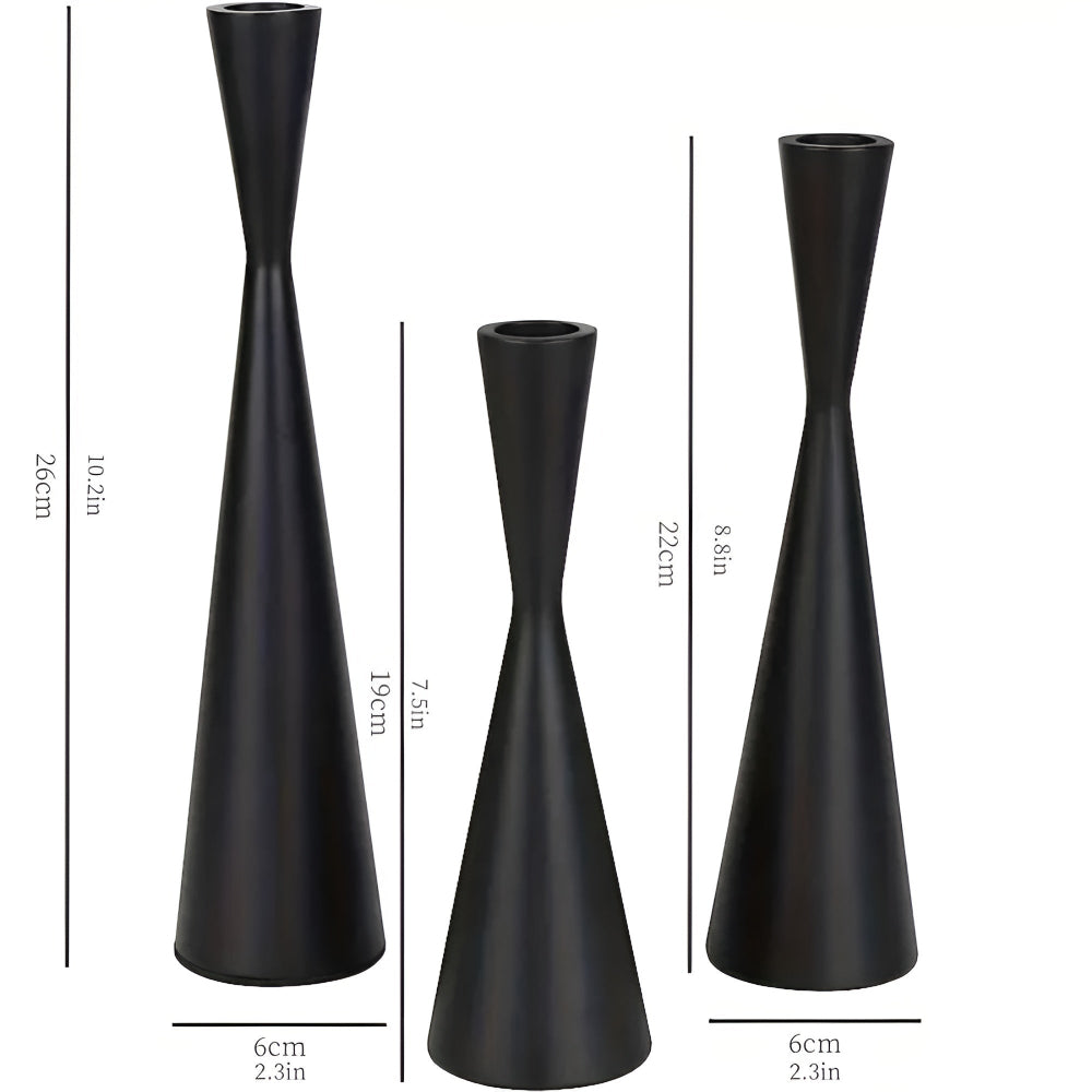 Lisslune | Sleek Nordic Brass Waist Candlestick| 3pcs Set