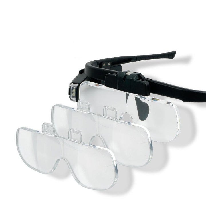 Lisslune | Portable Wearable LED Magnifying Glasses, with Adjustable Light Angle & Replaceable Lenses