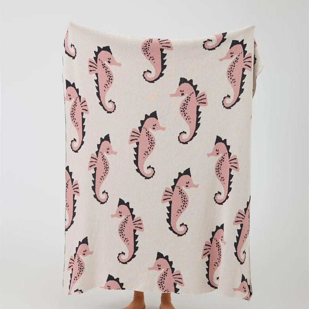 Lisslune | Nautical Seahorse Throw Blanket